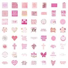 55 Piezas de Pegatinas con Versículos Bíblicos en Color Rosa como Regalo Cristiano de Navidad para Niñas y Mujeres, Citas Inspiradoras de Jesús, Alabado Sea Dios, Decoración Religiosa, Recuerdos de Fiesta, Motivacional