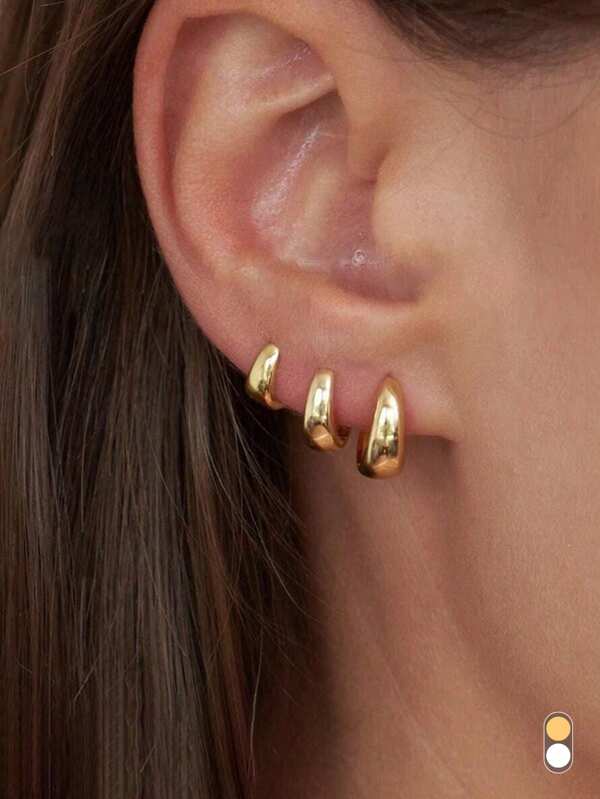 3 Stück/Set kleine goldene Creolen Ohrringe für Frauen, 14 Karat vergoldetes zierliches Knorpel-Ohrring Hypoallergenes Creolen Ohrring Set für Mehrfach-Piercings Schmuck