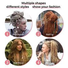 18/24 Inch 40 Strands Dreadlock Hair Extensions,Synthetic Hippie Single Ended Handmade Dreads,Thin 0.6cm Width Straight Reggae Style Dreadlocks For Woman - 黑色 - 查看 5