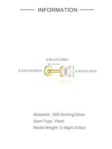 1件 2mm/3mm/4mm 金色珍珠耳釘，925純銀珍珠耳軟骨平背耳環，低過敏性，女性完美禮物，適合日常穿戴/派對/週年紀念 - 金色 - 查看 15