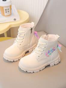 1 Pair New Heart-Shaped Bow Clover Girls Boots - Beige - View 6