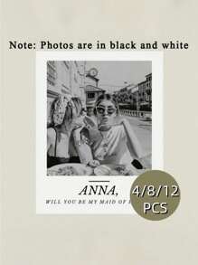 4/8/12pcs Customized Wine Bottle Waterproof Black And White Style Photo Text Stickers, Customized Party Stickers, Your Own Party Stickers, Perfect Choice For Friends, Family, Parties, And Events Cute, Adorable, Unique, Customized, For Friend, Boyfriend, Friends, For Anniversaries, For Birthdays, For Weddings, For Graduation, For Housewarming