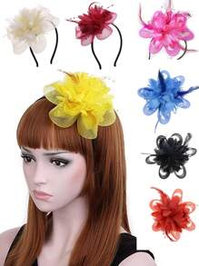 1 件女士迷人帽子网眼兔耳设计头饰教堂鸡尾酒德比帽婚礼头饰返校羽毛网眼头饰茶会配饰万圣节服装发夹配饰 - 黑色 - 查看 12