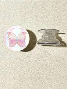 1pc Butterfly Design 360 Degree Rotating Air Cushion Phone Holder, Retractable Foldable Adhesive Desktop Stand, For Women Compatible With IPhone, Android Phone, Gift For Birthday, Family, Friends Push-Pull Phone Grip Phone Accessories