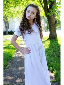 2025 BestArshiner Girls Maxi Dress Long/Short Sleeve Casual Holiday Dress With Pockets For 5-13 Years