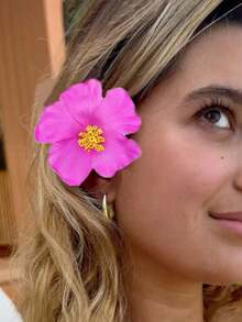 4朵/3朵/1朵芙蓉花，夏威夷派对夏季DIY装饰人造花草裙舞女孩礼物发饰，婚礼新娘发饰，学生学校活动约会使用，爪夹，发夹，发卡，发夹，头饰 - 彩色 - 查看 4