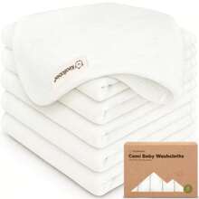 6-Pack Cami Washcloths Newborn, 10x10 Organic Cotton Face Wash Cloths Babies, Soft & Absorbent Bath Towels 2LFE - 柔和的白色 - 查看 1