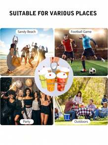 6 槽可折叠饮料架、万圣节礼物、折叠式杯架、6 槽可旋转杯子收纳架、轻便坚固的塑料饮料架，适用于派对、烧烤、露营、野餐等户外活动中的咖啡、葡萄酒、鸡尾酒、露营饮料收纳架、实用派对配件、易握手柄、1 个开瓶器