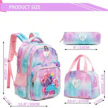 Girls Backpack 3PCS Set With Crossbody Bag And Pencil Case Great For Travel, Study, And Daily Use At School Back To School - Purple 10807 - View 3