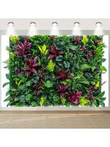 1 块 2D 人造绿墙板背景 - 充满活力的热带叶子设计，耐用的涤纶面料，无需电源，适合室内/室外，非常适合直播、派对、生日、婚礼、房间和花园装饰、墙壁装饰