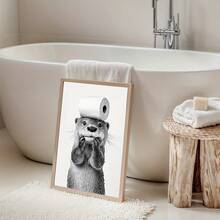 nutria, viene con funda de tejido, estilo en blanco y negro - mural de baño sin marco, decoración de baño, decoración de nutria - transparente - Ver 5