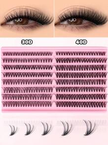 320 Clusters Of Thick, Curly, Naturally Soft 30D+40D Single Eyelashes 8-16mm Mixed With 0.07mm C/D, Ultra Light 16 Rows, 320 Clusters Of Waterproof Mink Hair Single Knot 3D Effect False Eyelashes, Suitable For Natural, Heavy Makeup, Daily Wear, Portable Daily Use Or Outdoor Occasions