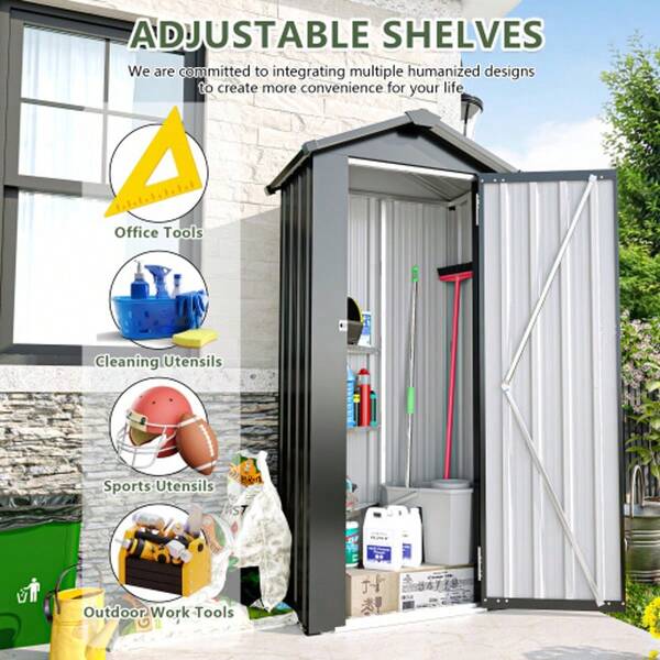 Outdoor Storage Shed Lockable Metal Garden Shed Steel Anti-Corrosion Storage House With Single Lockable Door For Backyard Outdoor Patio