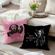 MEMNUN 4 vỏ gối polyester in họa tiết Halloween màu hồng và chữ [Không có ruột gối], 17,7*17,7in (45*45cm)/19,69*19,69in (50*50cm)/15,75*15,75in (40*40cm), [In một mặt] Vỏ gối trang trí Halloween cho ghế sofa, giường, phòng khách, phòng ngủ, ô tô, văn phòng, khách sạn, mọi mùa, quà tặng hoàn hảo cho gia đình và bạn bè - Nhiều màu - Xem 9