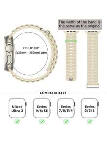 1 件男女通用运动海洋风格表带,兼容 49 毫米 46 毫米 45 毫米 44 毫米 42 毫米 41 毫米 40 毫米 38 毫米系列 10、SE、9、8、7、6、5、4、2、1 - 乳白 - 查看 5