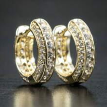 1 Pair Men's Elegant Cubic Zirconia Stud Earrings, Party Jewelry Hip-Hop Accessories
