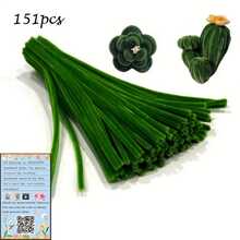 372/150pcs Craft Supplies Kit: Pink & Green Chenille Stems, Step-By-Step Video Tutorial, Green Floral Wire, Gardening Tape, Stamens, Suitable For Bouquet Crafts, Creative Gifts And Party Decorations. Flexible Chenille Stems For DIY Projects And Decor, Ideal For Holidays, Graduations And Celebrations. - Multicolor - View 13