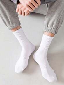 6双/10双/20双装黑白加厚男士冬季运动袜，时尚休闲户外运动袜，压缩膝袜，商务休闲度假中筒袜，秋季款