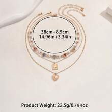 1 Set Of Multi-Chain Necklace For Women With Imitation Gemstone Heart Pendant In Five Colors, Personalized Design, Exquisite Party Style, Cool