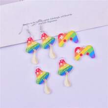 10 件彩虹蘑菇游戏机亚克力吊坠，适合 DIY 项链、手链、耳环、钥匙扣首饰制作