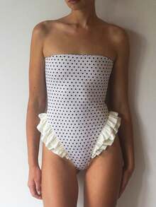 One Piece Womens Swimsuits Y2k Ruffle Bathing Suit Spaghetti Strap Square Neck Tummy Control Slimming Swimwear - Multicolor - View 2