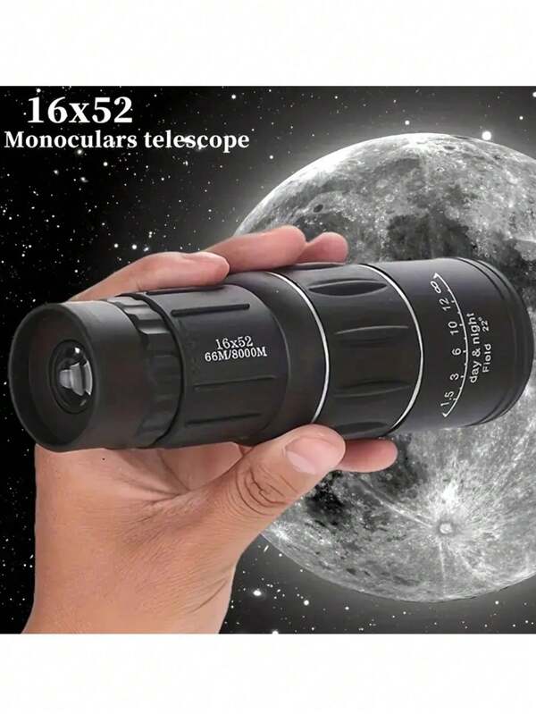 Monoculaire portable haute définition 16x52, lentille à fort grossissement longue portée, monoculaire optique à zoom supplémentaire pour camping et pêche, monoculaire compact avec prisme BAK4, idéal pour la randonnée, les visites touristiques et les concerts