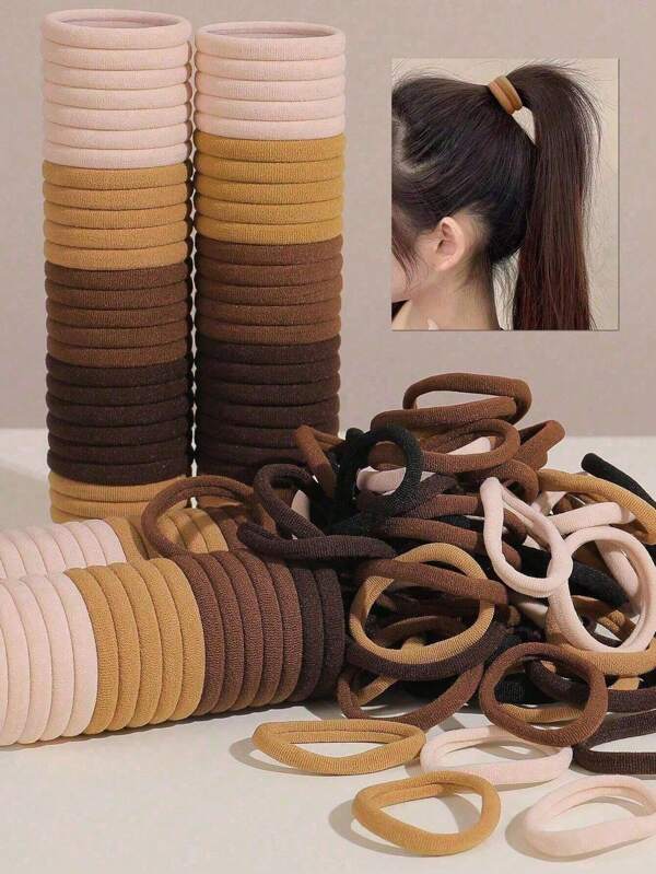 20/100 Piezas. Diadema para niñas, banda elástica de unicolor negro para uso diario, simple y duradera, diadema gruesa para cola de caballo, estilo simple y elegante, alta elasticidad y accesorios para el cabello sin costuras. Diadema para niñas, banda elástica de unicolor marrón para uso diario, simple y duradera, diadema gruesa para cola de caballo, estilo simple y elegante