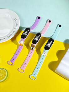 Set de 3 relojes deportivos infantiles M3 con nueva pantalla digital LED de pantalla táctil, con diseños de osito, arcoíris, caballo, zanahoria y conejito blanco, perfecto para actividades al aire libre, viajes y un regalo versátil para compañeros de clase, amigos y vuelta al colegio - Multicolor - Ver 4