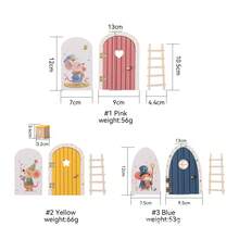 Wooden Cartoon Elf Door, Mini Ladder Decoration Fairy Tale Door Ornament, Colorful Love Elf Door Home Decoration Commemorative Photo Props, Christmas And Halloween Birthday Gifts - Multicolor - View 12