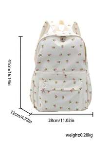 1个新款尼龙甜美柔软纯色大容量学生背包，简约纯色背包，适合大学生、女生，尼龙材质，适合青少年女孩，女士旅行单肩包 - 彩色 - 查看 8