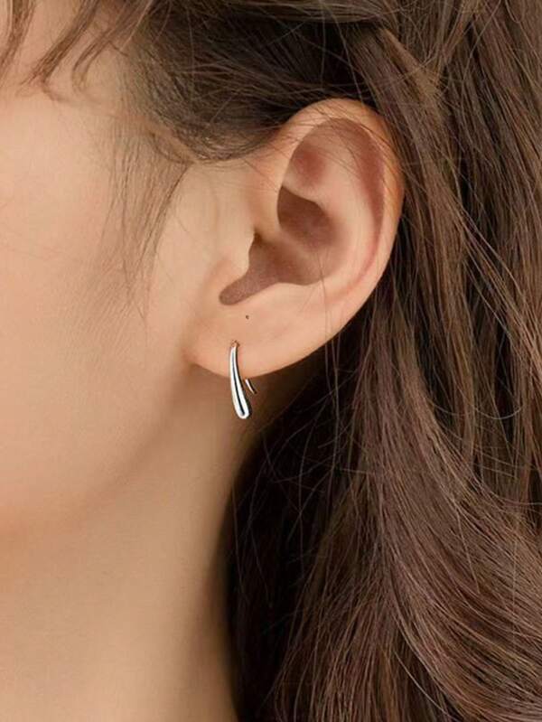 Silver Water Drop Pendants Hoop Earrings For Women Wedding Party Luxury Fashion Jewelry 2025 Christmas Gift