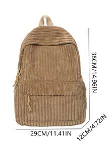 1 件灯芯绒背包 - 新款韩版百搭背包，适合大学生/在校学生，大容量通勤旅行包书包