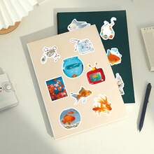 50pcs Korean Healing Dreamy Minimalist Goldfish Doodle INS Style Stationery Tissue Box Envelope Decorative Stickers - Multicolor - View 9