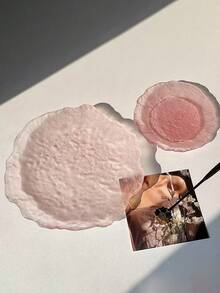 日式不对称玻璃盘子、粉色圆形甜点托盘、寿司、水果和牛排创意餐具餐盘、生日和情人节粉色浪漫托盘、高端家用/餐厅盘子。 - 彩色 - 查看 9