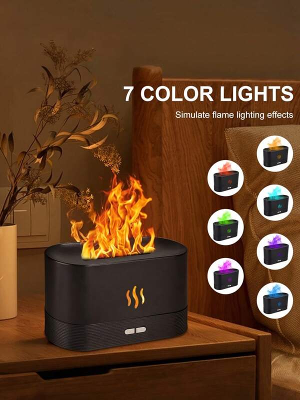 1 pieza Humidificador de niebla de llama, decoración de escritorio personal USB, difusor de aceite esencial de aromaterapia de fuego de 7 colores, humidificador de lluvia de chispa sin ruido, protección de apagado automático, adecuado para el hogar, la decoración del hogar y la oficina