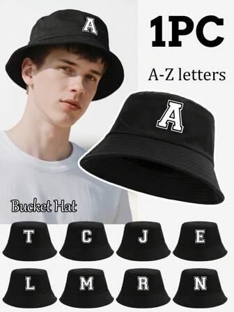 1pc Unisex 26 Letter Personalised Bucket Hat, Fashion Sun Protection Hat Suitable For Outdoor Daily Wear, Perfect Gift