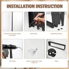 Black 42-80CM Wall Mounted Clothes Drying Rack, Foldable Wall Mount Laundry Drying Rack Folding Indoor, Drying Rack Clothing Collapsible, Retractable Towel Rack, Space Saver With 7 Drying Rods - one-size - View 4