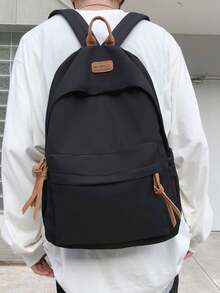 1 件纯色时尚背包，大容量，男女通用休闲背包，适合通勤、学校书包