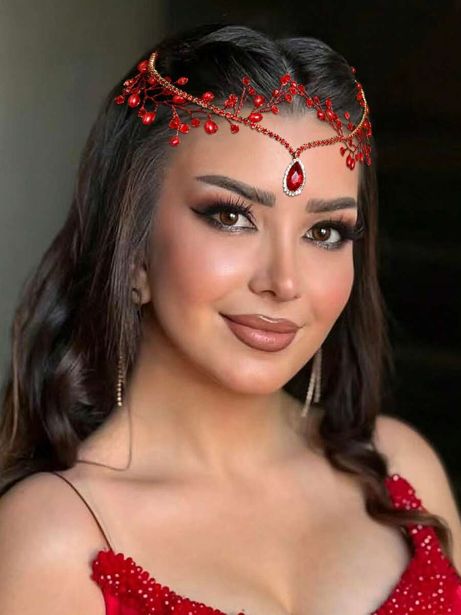 1件水晶额饰发箍，新娘婚礼发饰，时尚女士头饰，适合派对、舞会、节日礼物、情人节配饰