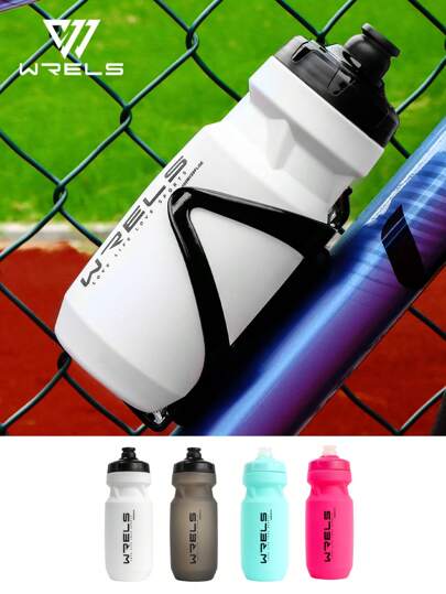  600ml WRELS PP Material Bicycle Water Bottle Squeeze Out Water Leak-Proof Cycling Outdoor Sports Water Bottle Fitness Plastic Water Cup