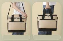 1pc Elegant Portable Multifunctional Camping Picnic Bag, Large Capacity, Suitable For Outdoor Picnics, Waterproof Storage Bag, Essential For Spring Outings, Large Capacity Camping Picnic Bag, Outdoor Utensil Storage Bag, Can Be Handheld Or Backpack, Multi-Layer Compartment Design - Beige Large - View 4