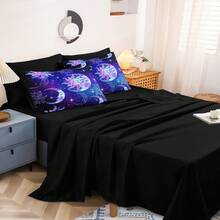 Sun And Moon Queen Comforter Set Purple Galaxy Bed In A Bag 8 Pcs Boho Chic Mandala Home Decor With 1 Cushion Cover - 紫色 - 查看 5