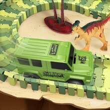 135/141件恐龙赛道玩具套装，可搭建恐龙赛道世界，灵活的轨道玩具套装，侏罗纪恐龙赛道玩具套装，恐龙赛道玩具，适合幼儿和生日礼物