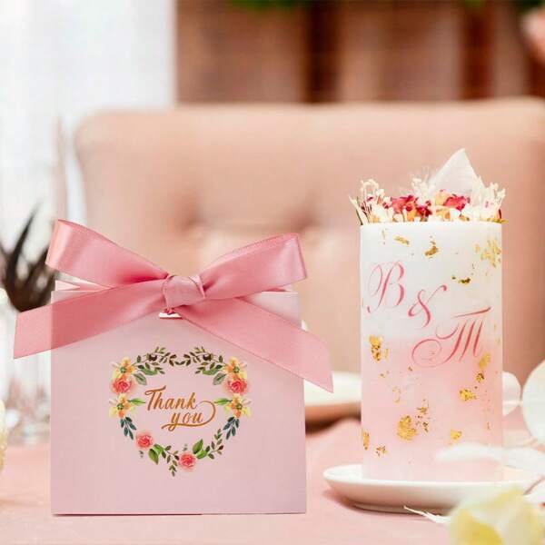12 piezas Bolsas de regalo rosas y blancas con "Gracias", para el Día de San Valentín, fiesta de cumpleaños, regalos de vacaciones, bolsas de embalaje