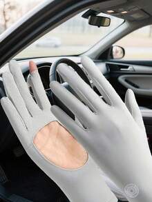 Easypie Selection 女士冰丝露指防晒手套 - 防紫外线和触摸屏，透气夏季驾驶运动手套 - 露指手套 - 查看 3