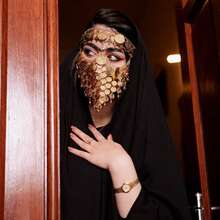 1pc Elegant Vintage Gold Mask Veil, Fashionable Hollow Coin Alloy Face Veil With Tassel, Versatile For Masquerade Party, Street Style, Nightclub, Festival Celebration, Shiny & Sexy, Valentine's Day Costume - Square Mask - View 7