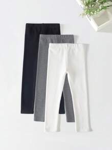 3 件套女童厚款过鞋及踝长打底裤，适合秋冬季女童，简单纯色百搭