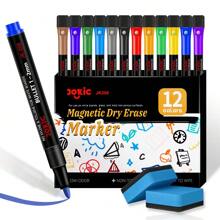 12Colors School Classroom Whiteboard Pen Dry White Board Markers Built In Eraser Student Drawing Pen Stationery,For School Supplies,Back To School