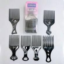 NEFOUME 1 套 6 把复古造型梳 - 皇冠手柄 + 波浪齿 + 空心手柄，PP 轻质防震材质，4 种颜色（粉色、黄色、紫色、蓝色），适用于发型设计，便携式透明盒，返校、旅行度假必需品，女士发饰