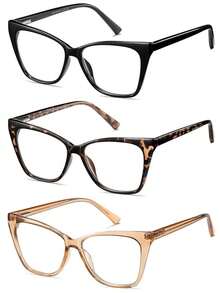 Oversized Reading Glasses Women Cat Eye Style Blue Light Computer Reader Designer Fashion Spring Hinge Eyewear PT2005 - 透明 - 查看 2
